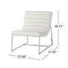 Roll Accent Side Chair, Chrome Stainless Steel, Plush White Leather
