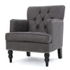 Lit Accent Armchair, Gray Microfiber Fabric, Button Tufted Design