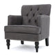 Lit Accent Armchair, Gray Microfiber Fabric, Button Tufted Design