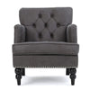 Lit Accent Armchair, Gray Microfiber Fabric, Button Tufted Design
