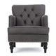 Lit Accent Armchair, Gray Microfiber Fabric, Button Tufted Design