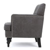 Lit Accent Armchair, Gray Microfiber Fabric, Button Tufted Design