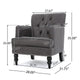 Lit Accent Armchair, Gray Microfiber Fabric, Button Tufted Design