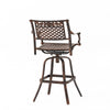 Kaven Outdoor Barstool Chair, Swivel Copper Brown Metal Lattice Design