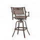 Kaven Outdoor Barstool Chair, Swivel Copper Brown Metal Lattice Design