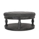 Sanya Ottoman Table Tufted Dark Gray Fabric Black Wood Round 40’’ BM324981