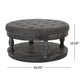 Sanya Ottoman Table Tufted Dark Gray Fabric Black Wood Round 40’’ BM324981