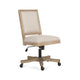 Swivel Rolling Office Chair, Beige Fabric, Weathered Light Brown Wood