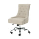 Ovi Swivel Rolling Office Chair, Tufted Beige Fabric Back, Chrome