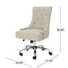 Ovi Swivel Rolling Office Chair Tufted Beige Fabric Back Chrome BM324985