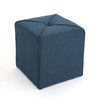 Liasa Ottoman, Navy Blue Fabric, Cube Shaped Plush Cushion, 17" Tall