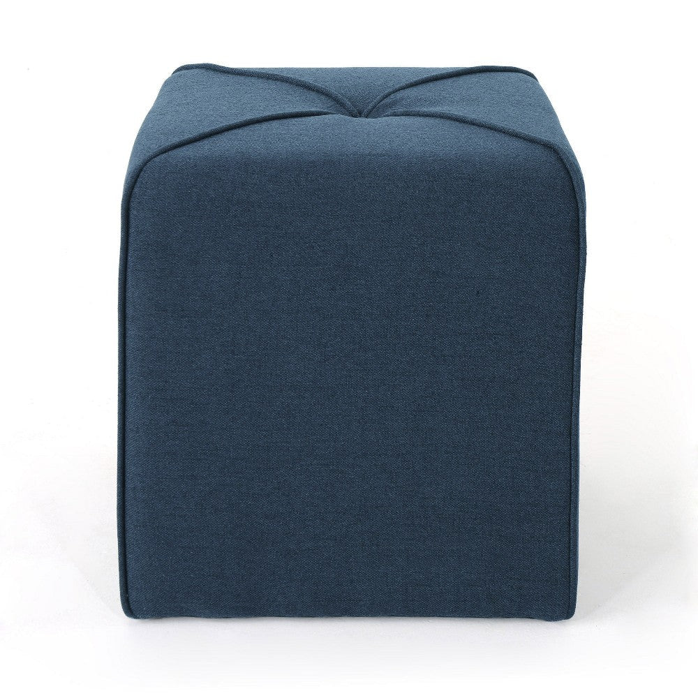 Liasa Ottoman Navy Blue Fabric Cube Shaped Plush Cushion 17’’ Tall BM324987