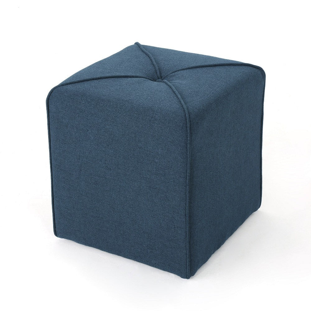 Liasa Ottoman Navy Blue Fabric Cube Shaped Plush Cushion 17’’ Tall BM324987