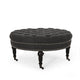 Romani Rolling Ottoman Tufted Black Fabric Nailhead Trim 35’’ Round BM324988