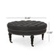 Romani Rolling Ottoman Tufted Black Fabric Nailhead Trim 35’’ Round BM324988