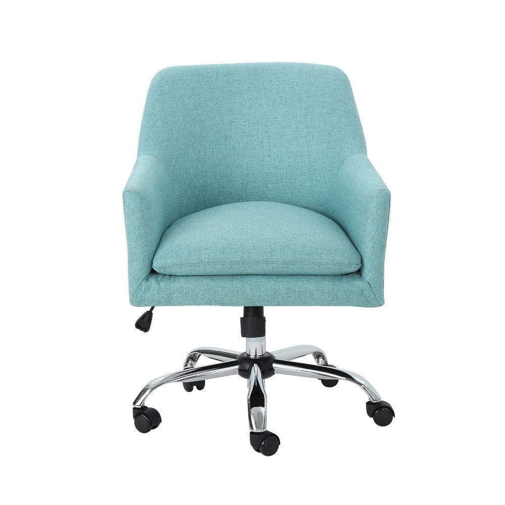 Heza Rolling Swivel Office Chair Light Blue Fabric Chrome Metal BM324991