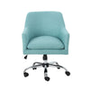 Heza Rolling Swivel Office Chair, Light Blue Fabric, Chrome Metal