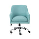 Heza Rolling Swivel Office Chair, Light Blue Fabric, Chrome Metal