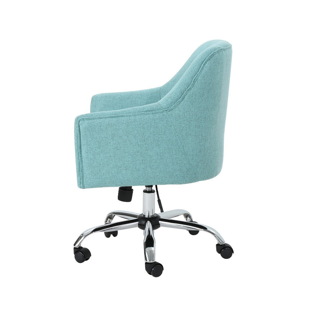Heza Rolling Swivel Office Chair Light Blue Fabric Chrome Metal BM324991