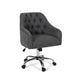 Nysa Swivel Rolling Office Chair, Tufted Dark Gray Fabric, Chrome