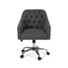 Nysa Swivel Rolling Office Chair Tufted Dark Gray Fabric Chrome BM324995