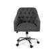 Nysa Swivel Rolling Office Chair Tufted Dark Gray Fabric Chrome BM324995