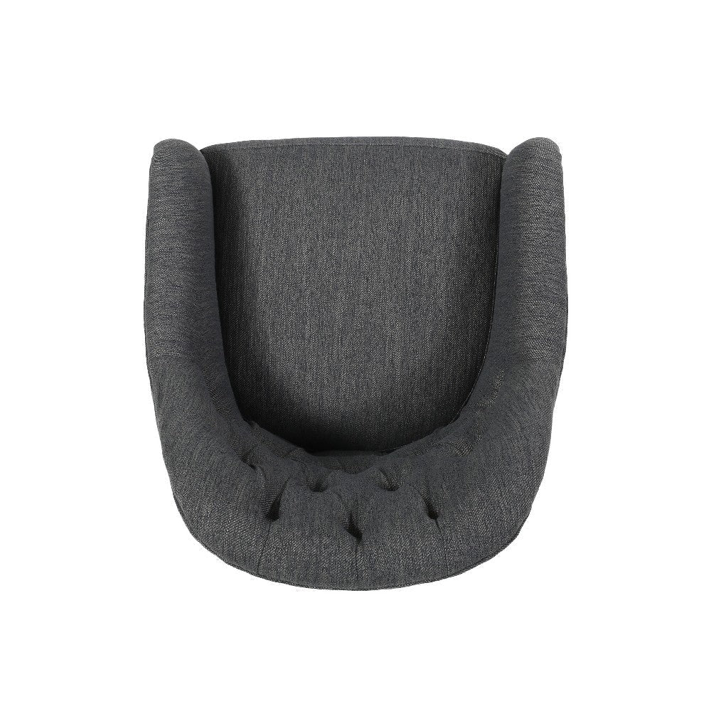 Nysa Swivel Rolling Office Chair Tufted Dark Gray Fabric Chrome BM324995