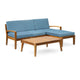 Creta 5pc Outdoor Sectional Sofa and Slatted Coffee Table, Light Blue