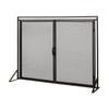 Fireplace Screen, 2 Doors, Open Diamond Mesh Design, Matte Black Iron
