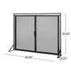 Fireplace Screen 2 Doors Open Diamond Mesh Design Matte Black Iron BM324999