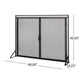 Fireplace Screen 2 Doors Open Diamond Mesh Design Matte Black Iron BM324999