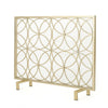 Gold Fireplace Screen, Single Panel Overlapping Circle Design, 41x31