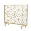 Gold Fireplace Screen, Single Panel Overlapping Circle Design, 41x31