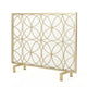 Gold Fireplace Screen, Single Panel Overlapping Circle Design, 41x31