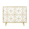 Gold Fireplace Screen Single Panel Overlapping Circle Design 41x31 BM325000