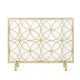 Gold Fireplace Screen Single Panel Overlapping Circle Design 41x31 BM325000