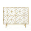 Gold Fireplace Screen, Single Panel Overlapping Circle Design, 41x31