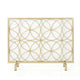 Gold Fireplace Screen, Single Panel Overlapping Circle Design, 41x31