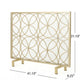 Gold Fireplace Screen, Single Panel Overlapping Circle Design, 41x31