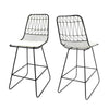 Outdoor Counter Stool Chair Set of 2, Black Iron Frame Construction