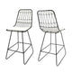 Outdoor Counter Stool Chair Set of 2, Black Iron Frame Construction