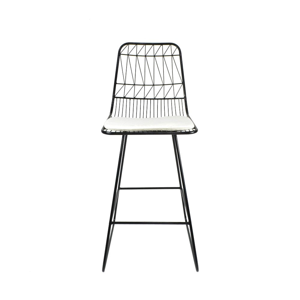 Outdoor Counter Stool Chair Set of 2 Black Iron Frame Construction BM325003