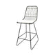 Outdoor Counter Stool Chair Set of 2, Black Iron Frame Construction