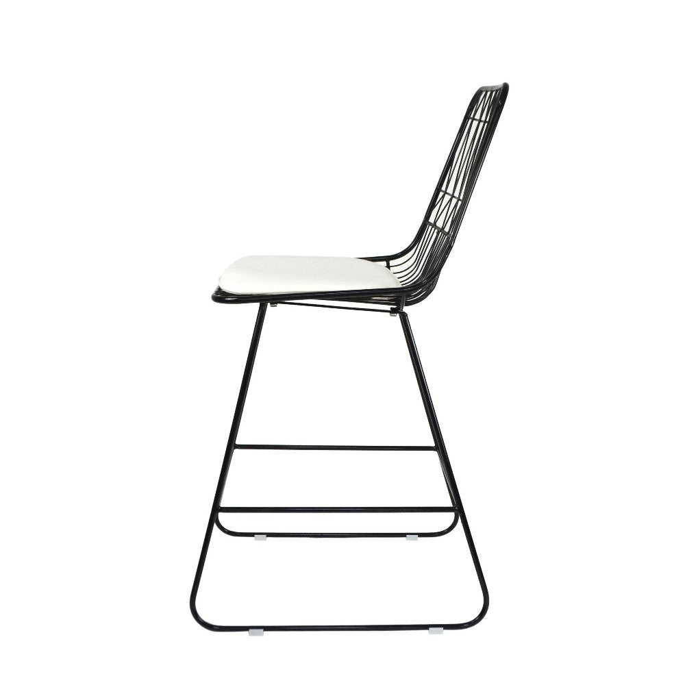 Outdoor Counter Stool Chair Set of 2 Black Iron Frame Construction BM325003