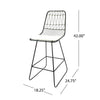 Outdoor Counter Stool Chair Set of 2 Black Iron Frame Construction BM325003