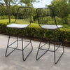 Outdoor Counter Stool Chair Set of 2, Black Iron Frame Construction