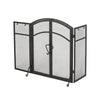 Tri Fold Fireplace Screen with 4 pcs Tool Set Fine Mesh Black Doors BM325004