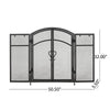 Tri Fold Fireplace Screen with 4 pcs Tool Set, Fine Mesh, Black Doors