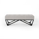 Liba Ottoman Bench, Button Tufted Beige Fabric, 47" Black Wood Frame