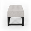 Liba Ottoman Bench, Button Tufted Beige Fabric, 47" Black Wood Frame